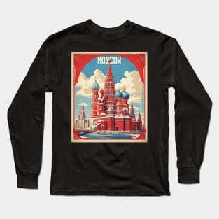 Moscow Russia Vintage Tourism Poster Long Sleeve T-Shirt